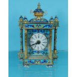 Decorative cloisonné mantel clock, 20cm high : For Condition Reports please visit www.