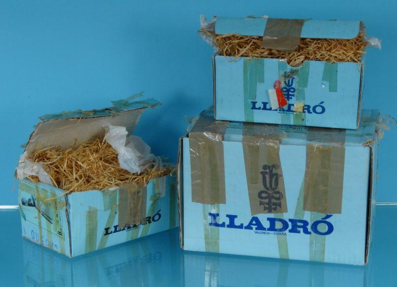 Three boxed Lladro China figures - one of three young figures seated, a girl with a pig and a boy - Image 4 of 4