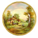 Royal Worcester porcelain plate by E. Townsend  hand painted with a scene of Offenham , 26cm