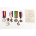 Military interest World War II medals including 1939-45 Star, France and Germany Star, enamel IDSFAA