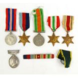Military interest World War II medals including 1939-45 Star, Italy Star, Africa Star and an