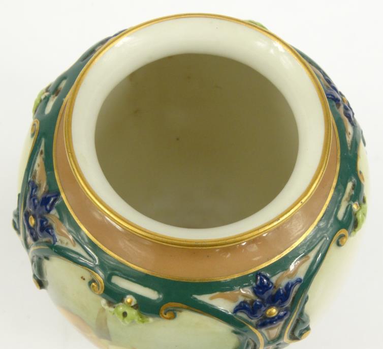 Royal Worcester porcelain vase hand painted with panels of daffodils, initialled 'JH' and numbered - Image 8 of 11