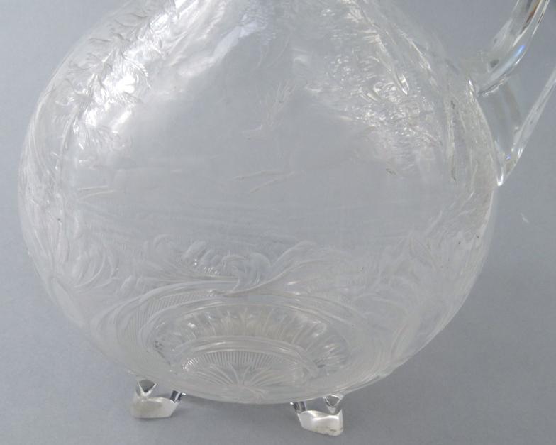 Victorian cut glass decanter engraved with deer and flowers, the silver collar London 1912-13, 34. - Image 5 of 8