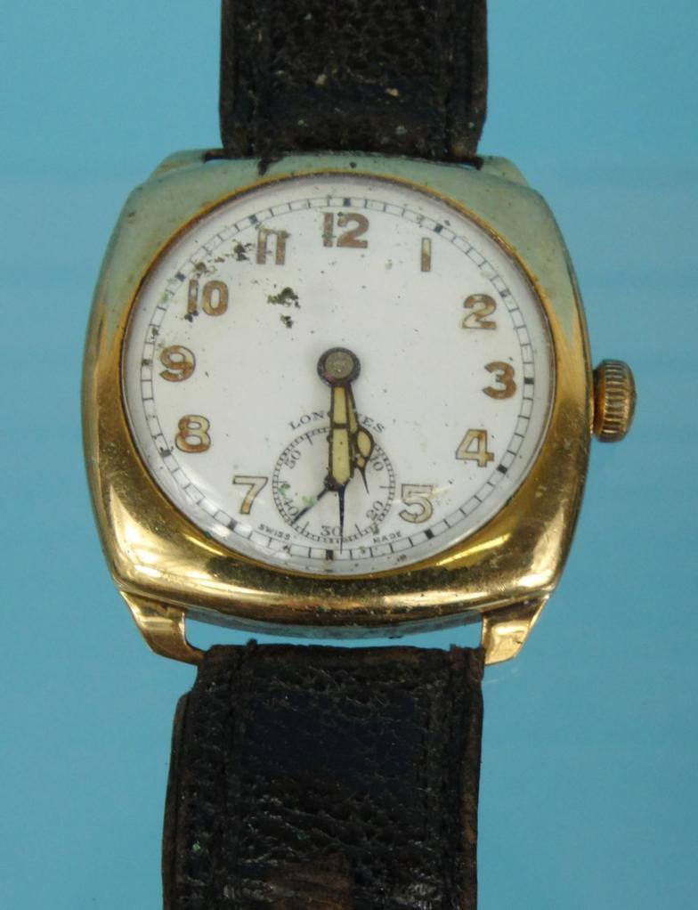 Military interest 9ct gold Longines wristwatch with luminous hands and dial : For Condition - Image 2 of 5