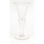 Antique wine glass with bubbled stem, 19cm high : For Condition reports please visit www.