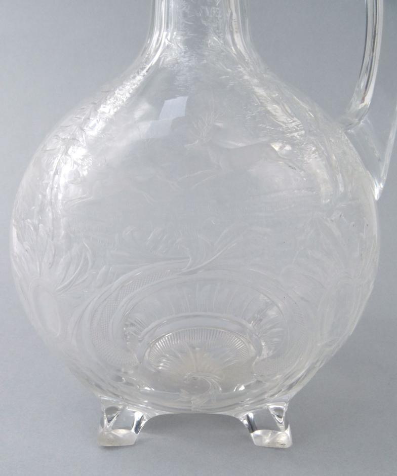 Victorian cut glass decanter engraved with deer and flowers, the silver collar London 1912-13, 34. - Image 2 of 8