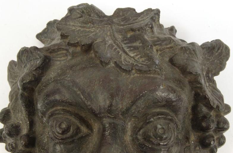 Antique lead Bacchus wall mask, 20cm long : For Condition reports please visit www. - Image 3 of 7