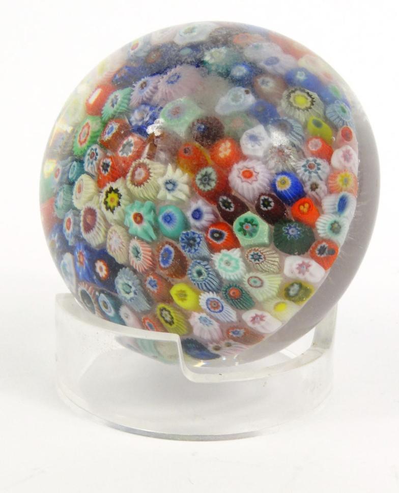 Two globular glass paperweights - the larger signed foundry No 186', the other with colourful - Image 3 of 10