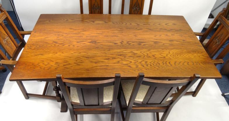 Oak old charm dining table and six chairs : For Condition Reports Please visit www. - Image 2 of 7