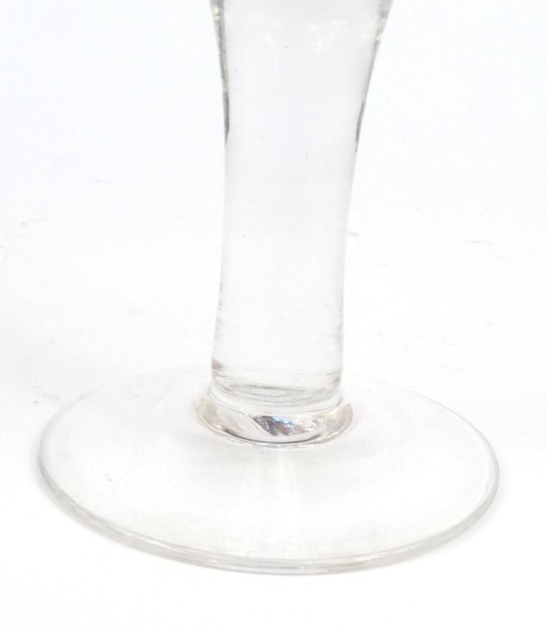Antique wine glass with bubbled stem, 19cm high : For Condition reports please visit www. - Image 4 of 5