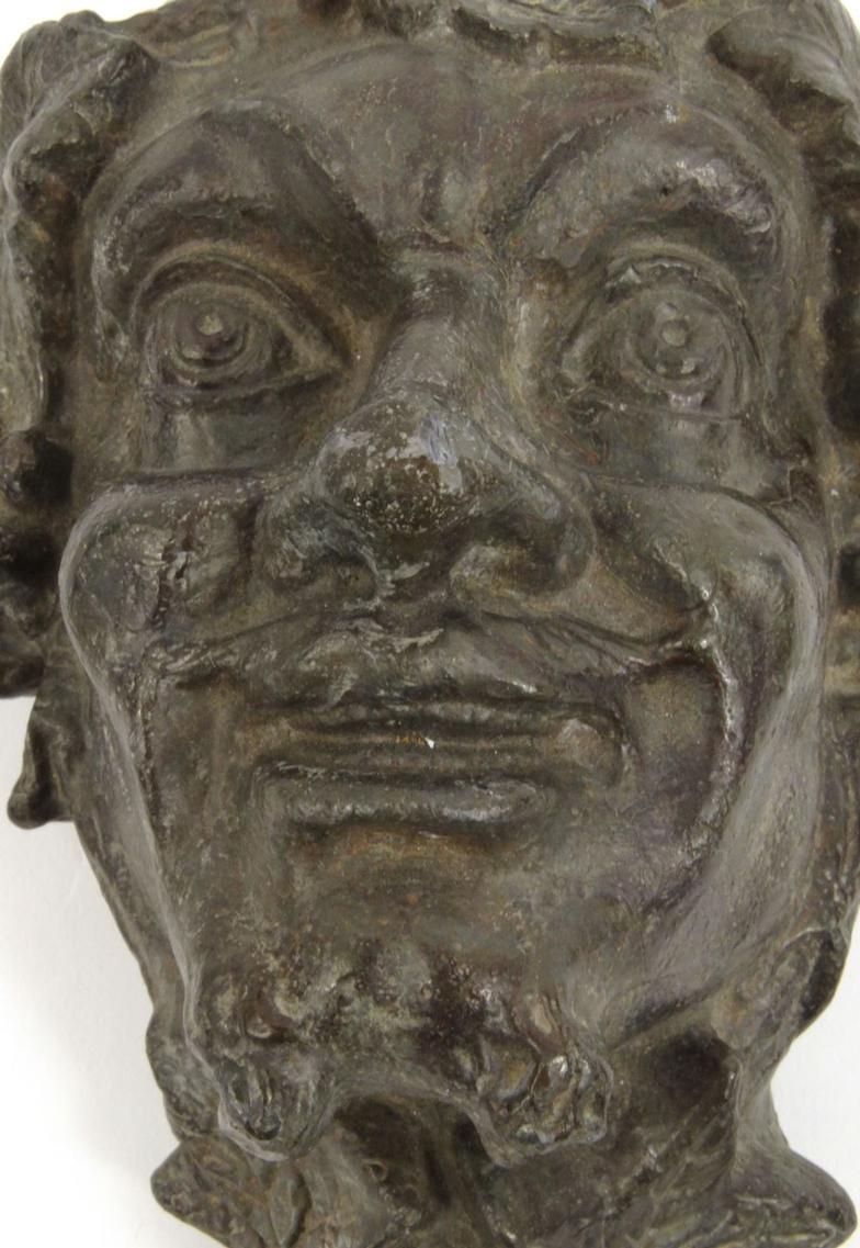 Antique lead Bacchus wall mask, 20cm long : For Condition reports please visit www. - Image 2 of 7