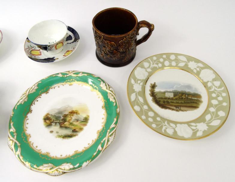 Assorted Victorian china, including Worcester plate, Davenport plate, lustre cups and saucers, - Image 2 of 6