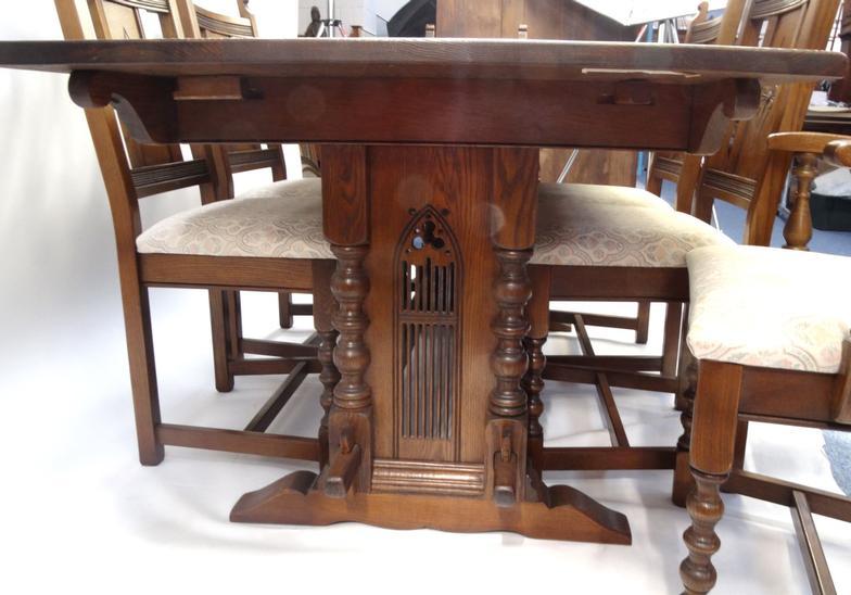 Oak old charm dining table and six chairs : For Condition Reports Please visit www. - Image 5 of 7