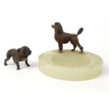 Cold painted model of a bulldog, together with a bronze and alabaster poodle ashtray, the ashtray