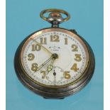 Military interest gun metal pocket watch with luminous hands : For Condition reports please visit