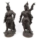 Pierre Alfred Robinet- Pair of late 19th century French bronze figures of Jean Sans Peur and Charles