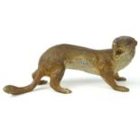 Cold painted bronze model of an otter, 14cm long : For Condition reports please visit www.