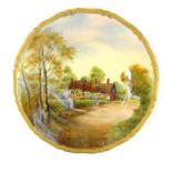 Royal Worcester porcelain plate by E. Townsend hand painted with a scene of Anne Hathaway's