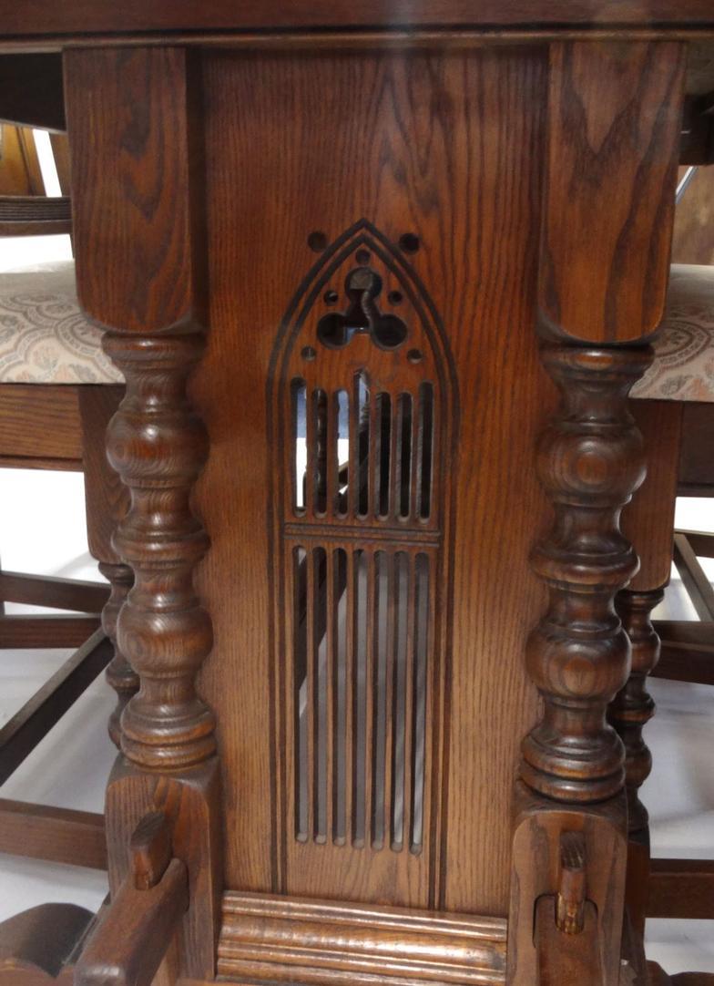 Oak old charm dining table and six chairs : For Condition Reports Please visit www. - Image 6 of 7