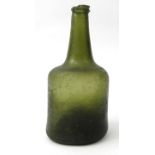 Antique green glass bottle, 18.5cm high : For Condition reports please visit www.eastbourneauction.
