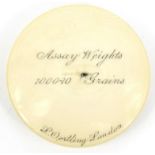 Assay grain weights housed in a turned ivory case, L Oertling London, 6.2cm diameter : For Condition