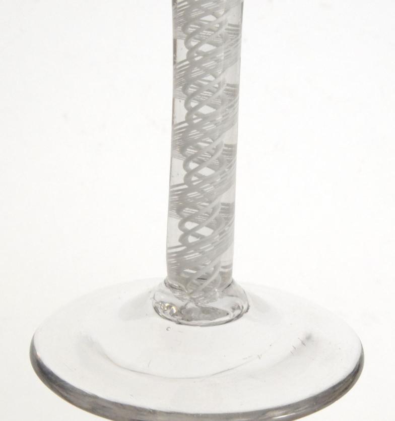 Antique wine glass with spiral twist stem, engraved with flowers, 15cm high : For Condition - Image 7 of 8