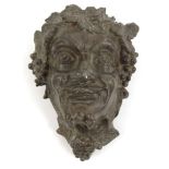 Antique lead Bacchus wall mask, 20cm long : For Condition reports please visit www.