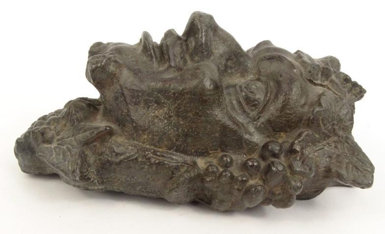 Antique lead Bacchus wall mask, 20cm long : For Condition reports please visit www. - Image 5 of 7