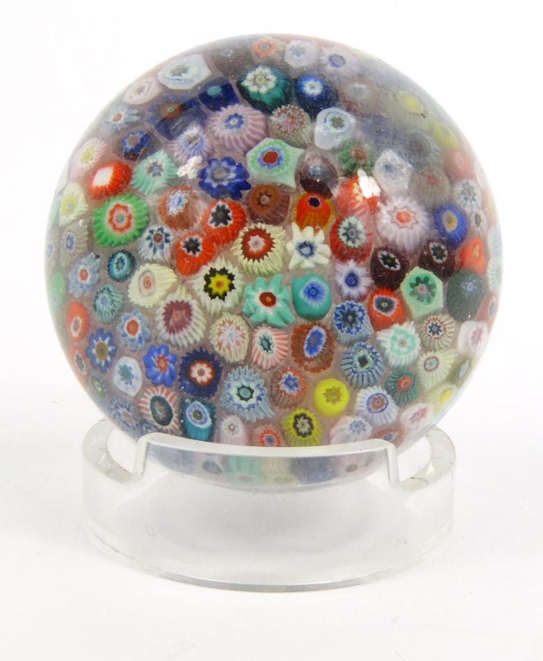 Two globular glass paperweights - the larger signed foundry No 186', the other with colourful - Image 2 of 10