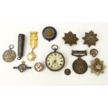Military medals and badges including an Iraq medal, cheroot, Devonshire regiment badges etc : For
