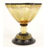 Fluorite crystal pedestal stemmed bowl, 12cm high : For Condition reports please visit www.