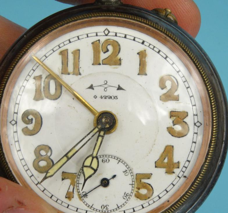 Military interest gun metal pocket watch with luminous hands : For Condition reports please visit - Image 4 of 7