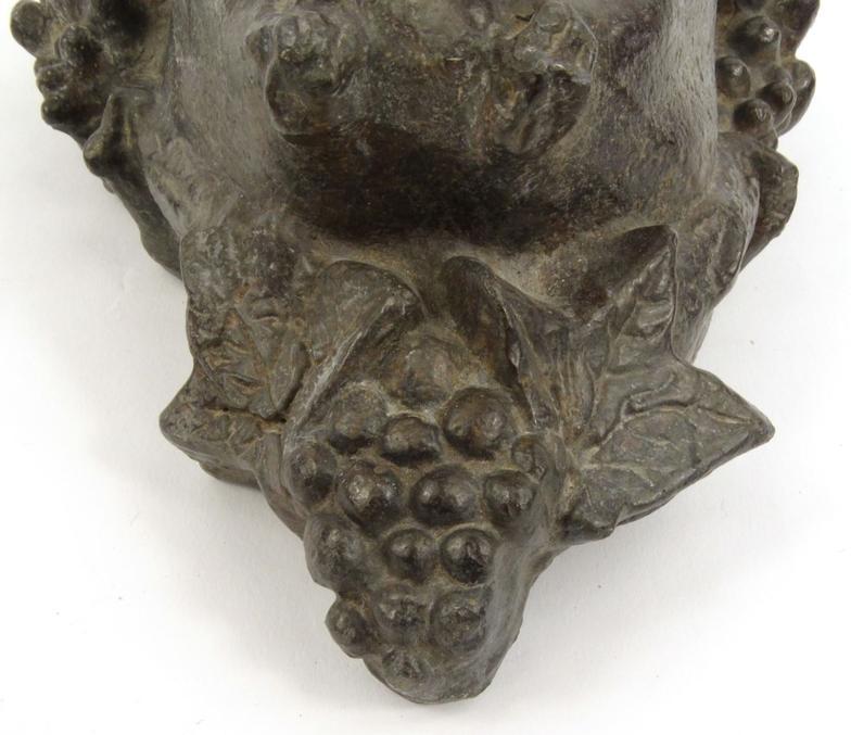 Antique lead Bacchus wall mask, 20cm long : For Condition reports please visit www. - Image 4 of 7