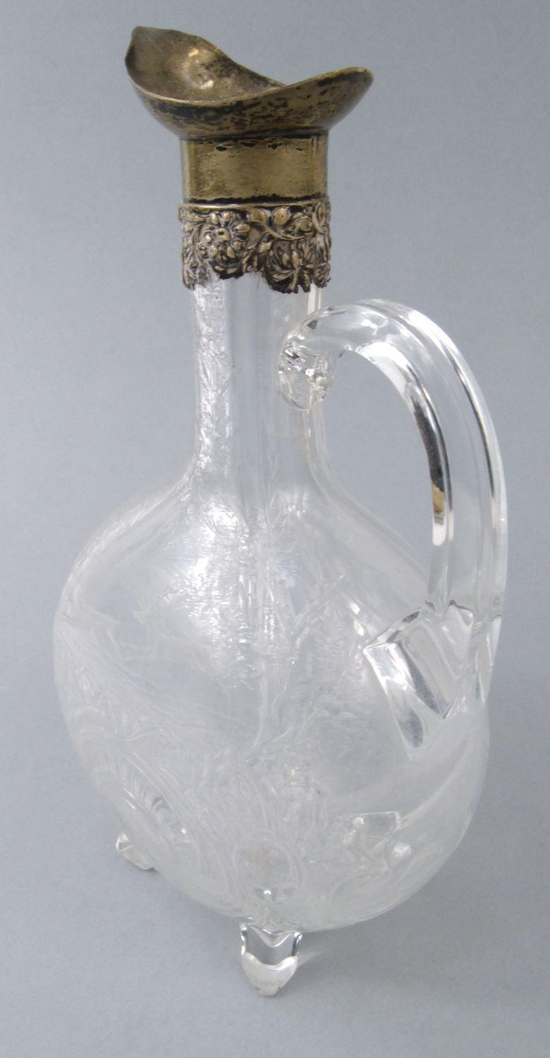Victorian cut glass decanter engraved with deer and flowers, the silver collar London 1912-13, 34. - Image 3 of 8