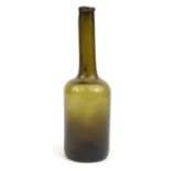 Antique green glass bottle, 20cm high : For Condition reports please visit www.eastbourneauction.