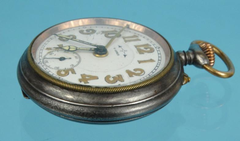 Military interest gun metal pocket watch with luminous hands : For Condition reports please visit - Image 2 of 7