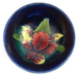 Moorcroft Orchid patterned pottery bowl, impressed mark to base, 11cm diameter : For Condition