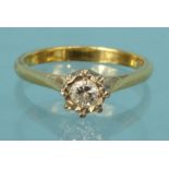 18ct gold diamond solitaire ring, size M, approximate weight 2.8g : For Condition Reports please