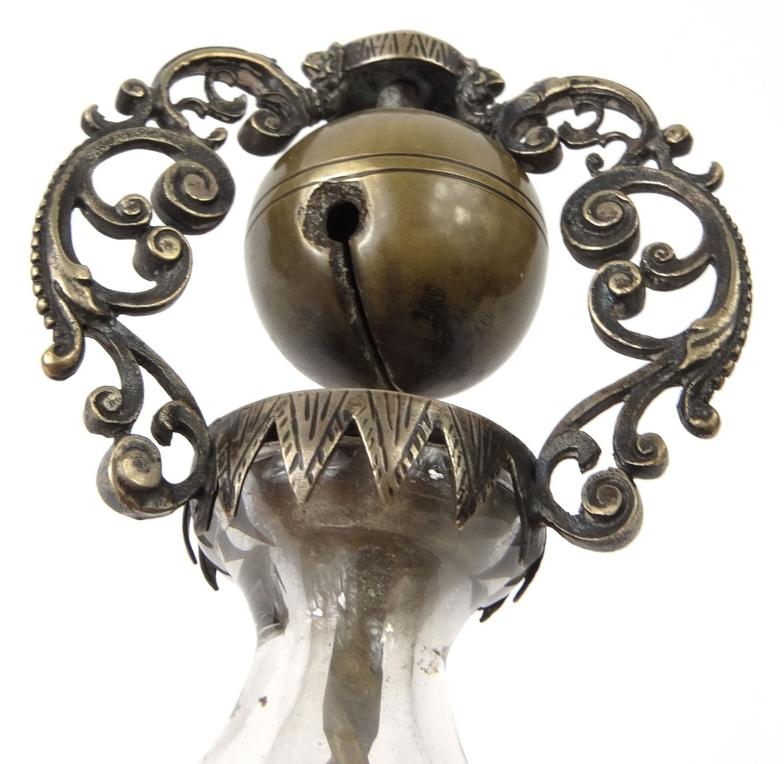 Religious interest unmarked silver Holy water sprinkler, inscribed to the base, 22cm high : For - Image 6 of 7