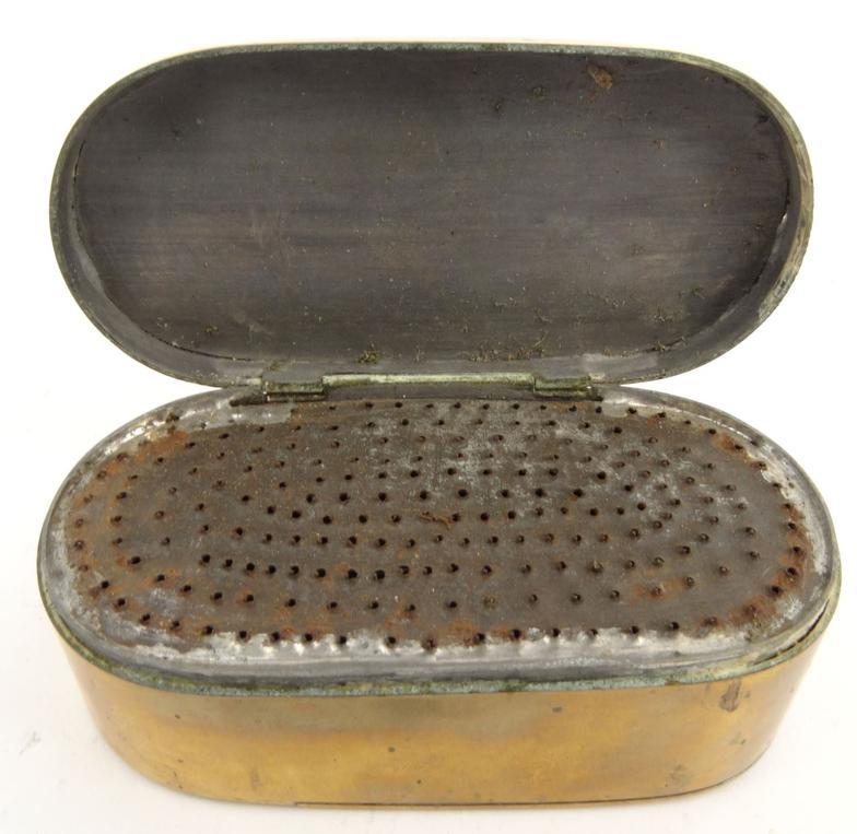 Victorian brass nutmeg grater tin, 9cm long : For Condition Reports please visit www. - Image 7 of 9