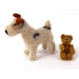 Miniature straw filled soft toy dog and jointed teddy bear the dog 10cm high : For Condition Reports