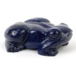 Lapis lazuli frog paperweight, 10cm high : For Condition Reports please visit www.