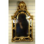Ornate gilt framed wall hanging mirror, 114cm high : For Condition Reports please visit www.