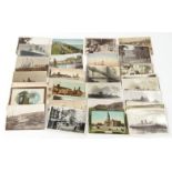 Quantity of assorted postcards including black and white battleships, divers, lifeboat, Newhaven