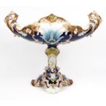 Large Continental Majolica centrepiece, 51cm high : For Condition Reports please visit www.