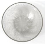 Lalique frosted glass Fern patterned bowl, raised Lalique mark to centre, 24cm diameter : For