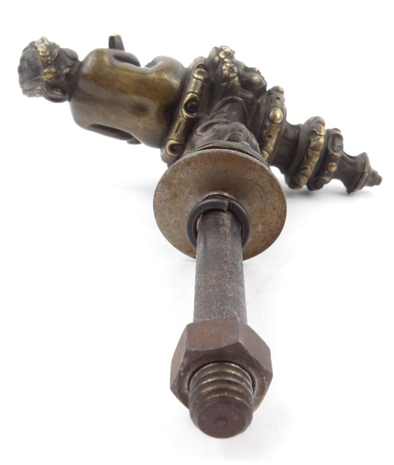 Victorian bronze handle depicting a garlanded cherub, 12cm high : For Condition Reports please visit - Image 8 of 8
