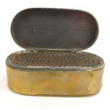 Victorian brass nutmeg grater tin, 9cm long : For Condition Reports please visit www.