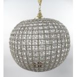 Ornate brass globular chandelier, approximately 50cm high : For Condition Reports please visit www.