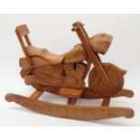 Solid carved wooden motorbike rocker, 98cm long x 71cm high : For Condition Reports please visit